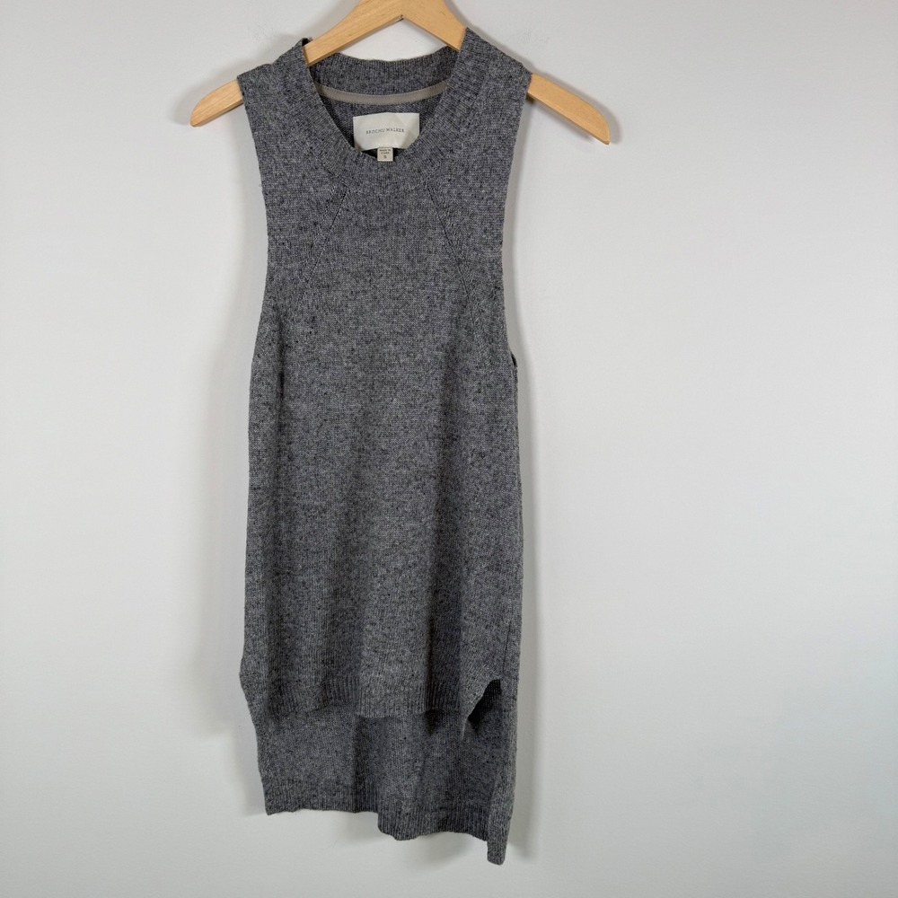 Brochu‎ Walker Looker Sleeveless Knit Tunic Sweater Small Tank Top Linen Blend
